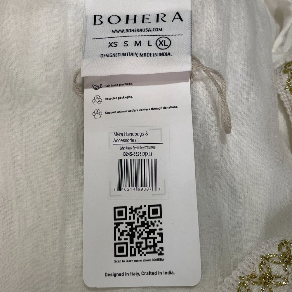 BOHERA Juleebee Flutter Sleeve V-Neck Shell Embellished White/Gold/Silver XL - Picture 5 of 13